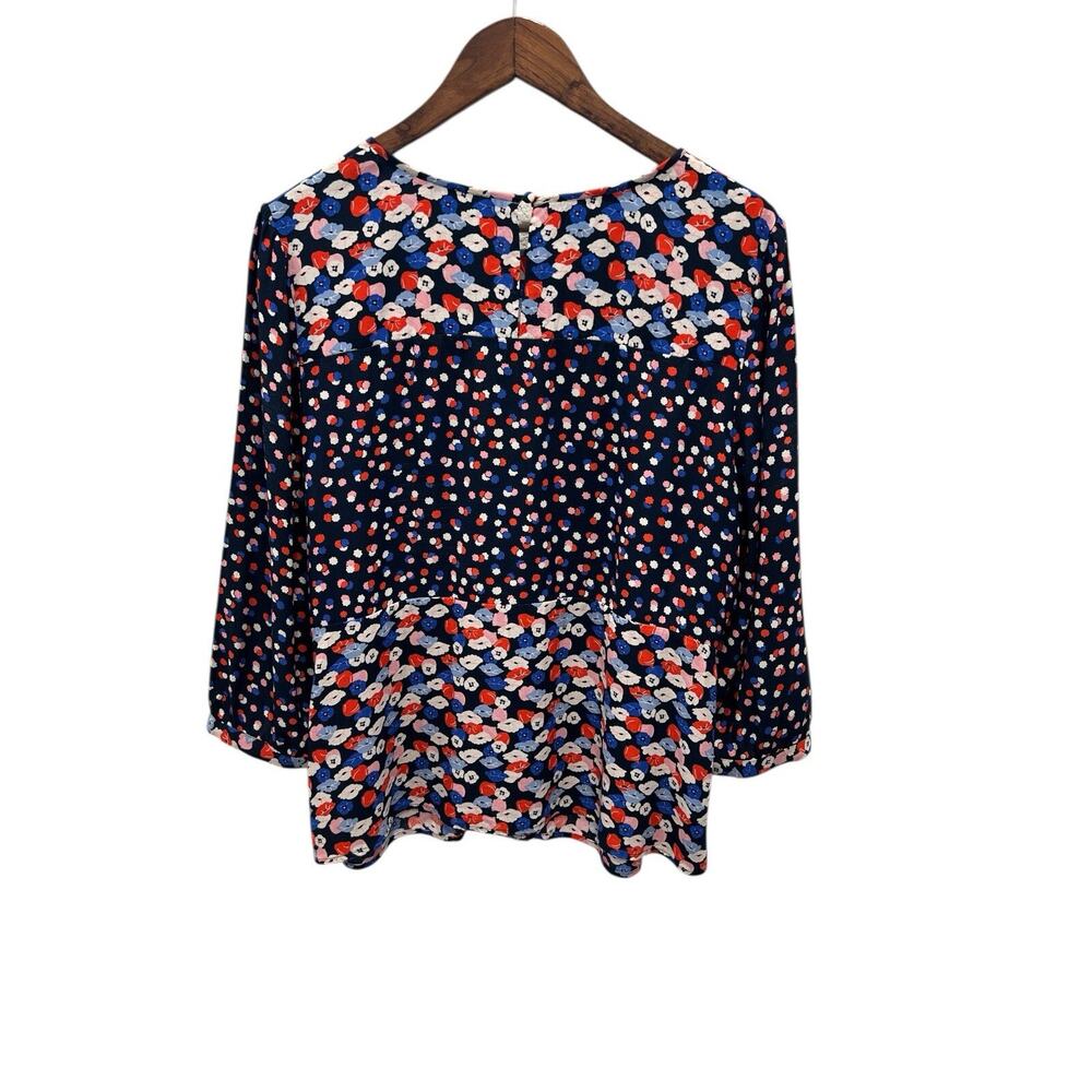 Boden Women’s Floral Blouse Uk 18/Us 14-Navy Multicolor Print Exelente Condition - Picture 5 of 6